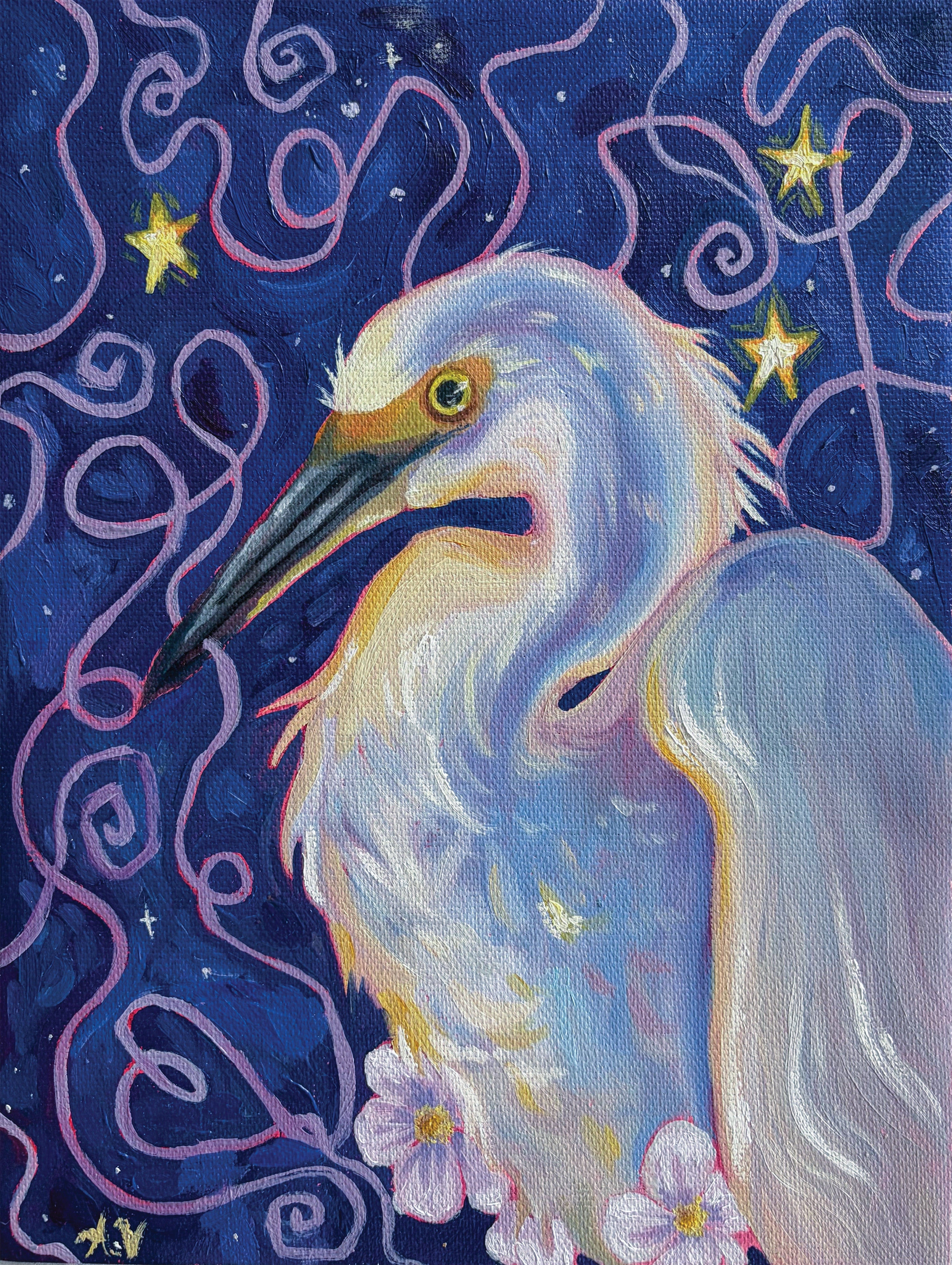 "Elaina The Egret" 5 x 7 mini fine art print