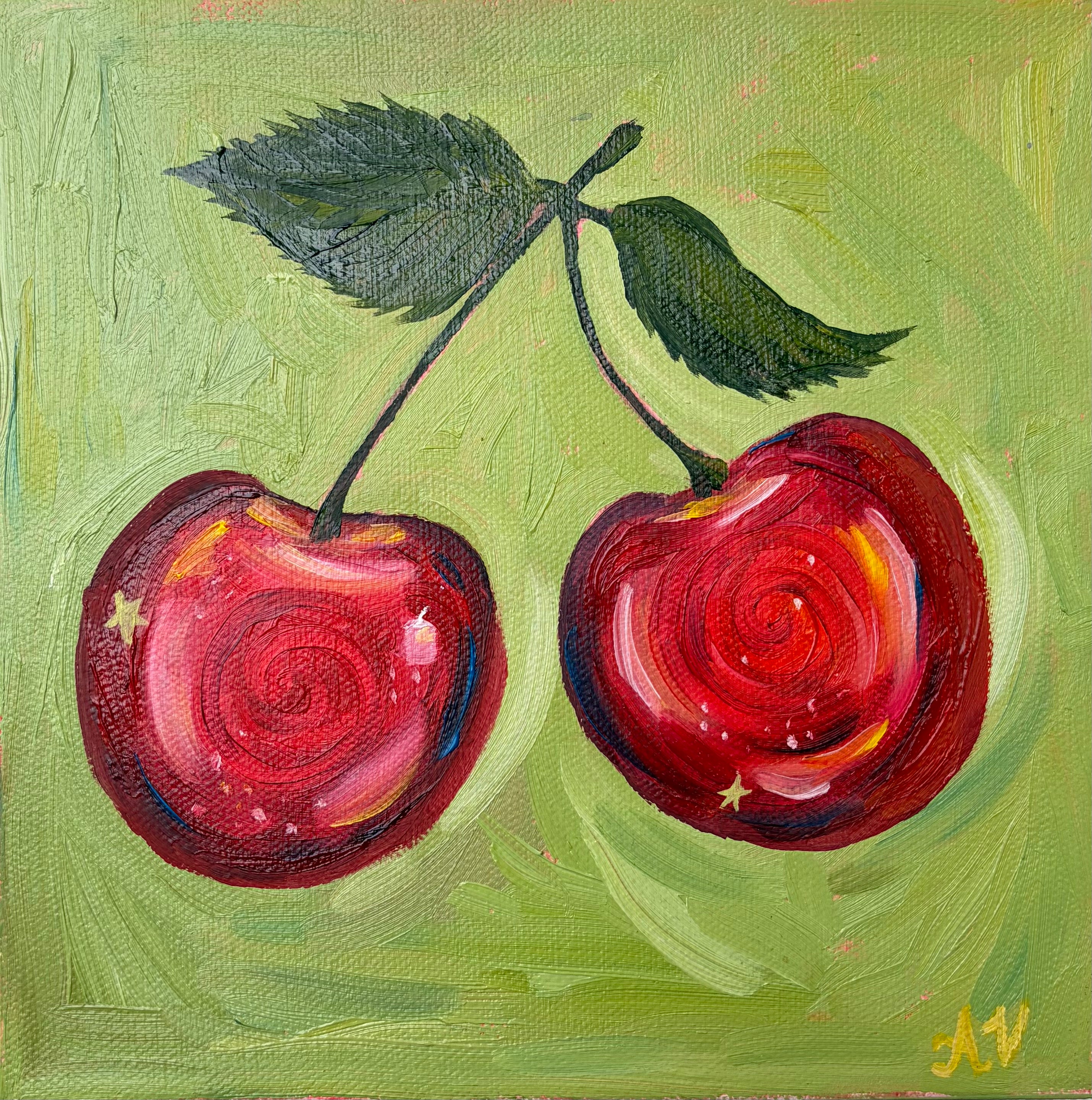 "You're 'cherry' sweet" 8" x 8" Original Oil painting