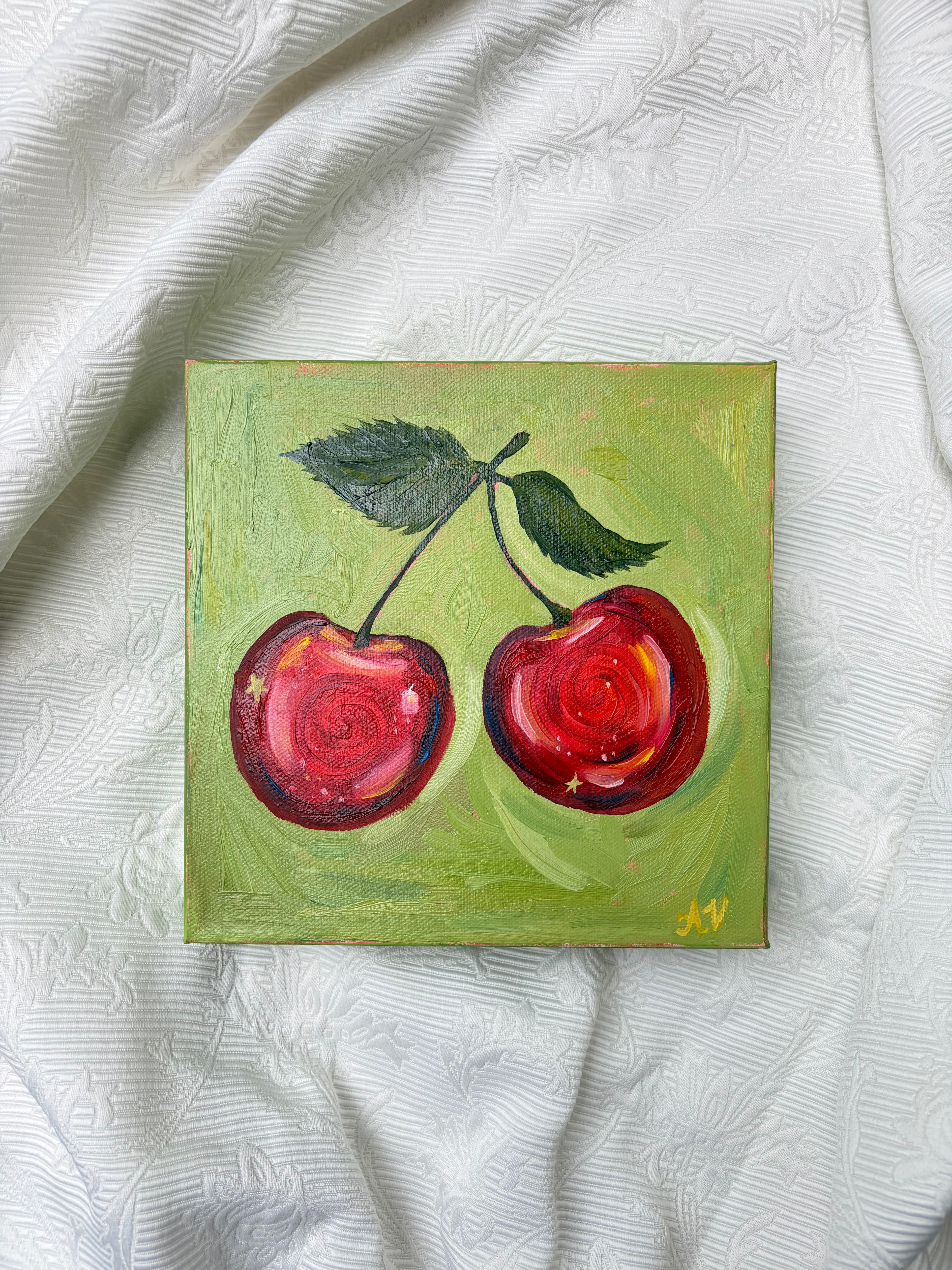 "You're 'cherry' sweet" 8" x 8" Original Oil painting