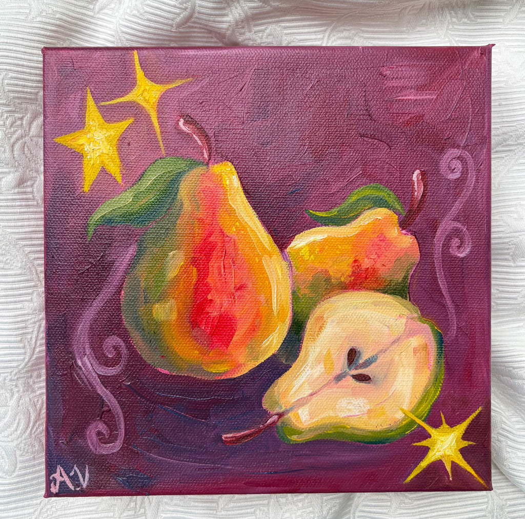 "More than a 'pear'" 8" x 8" original oil painting