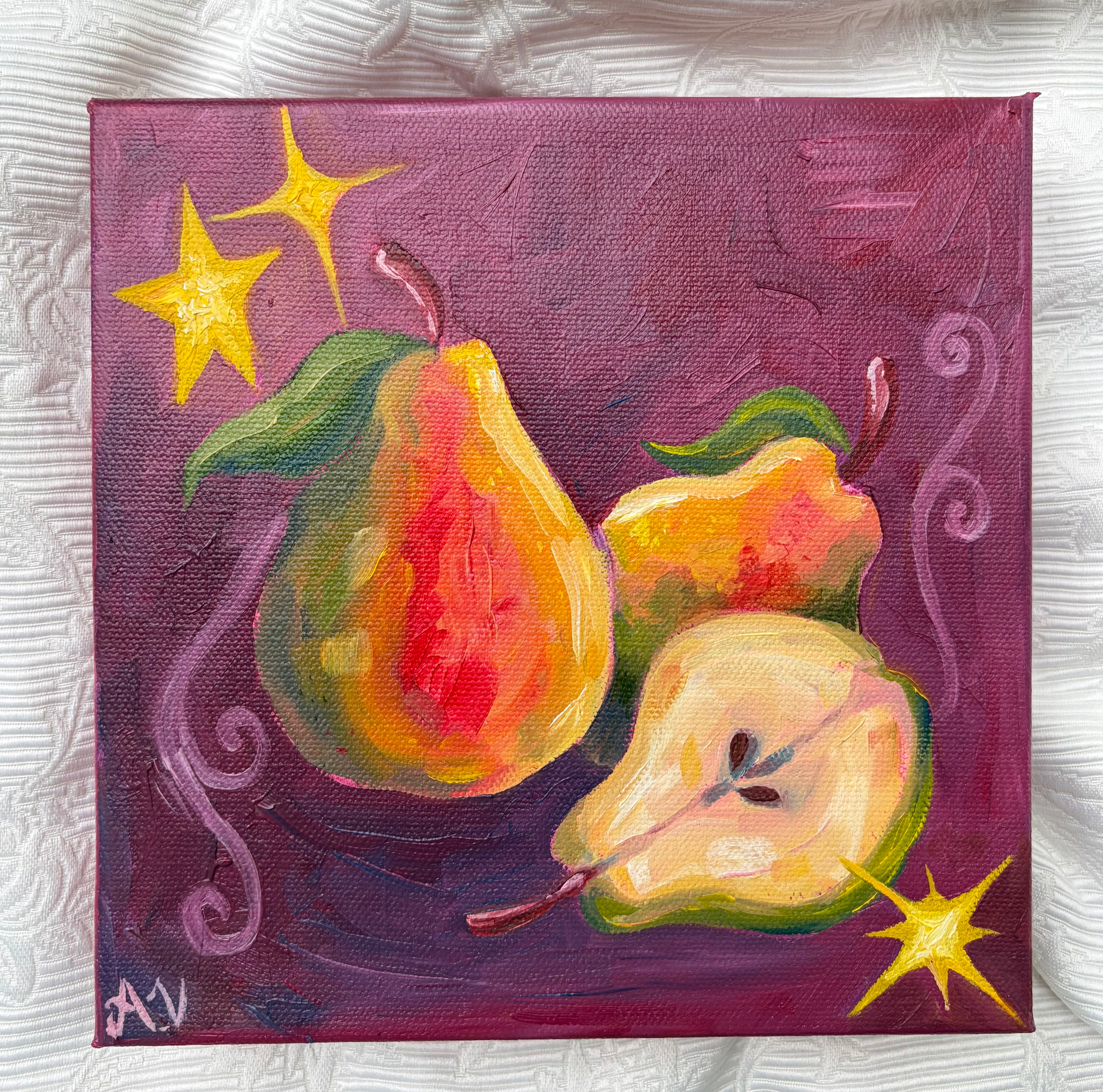 "More than a 'pear'" 8" x 8" original oil painting