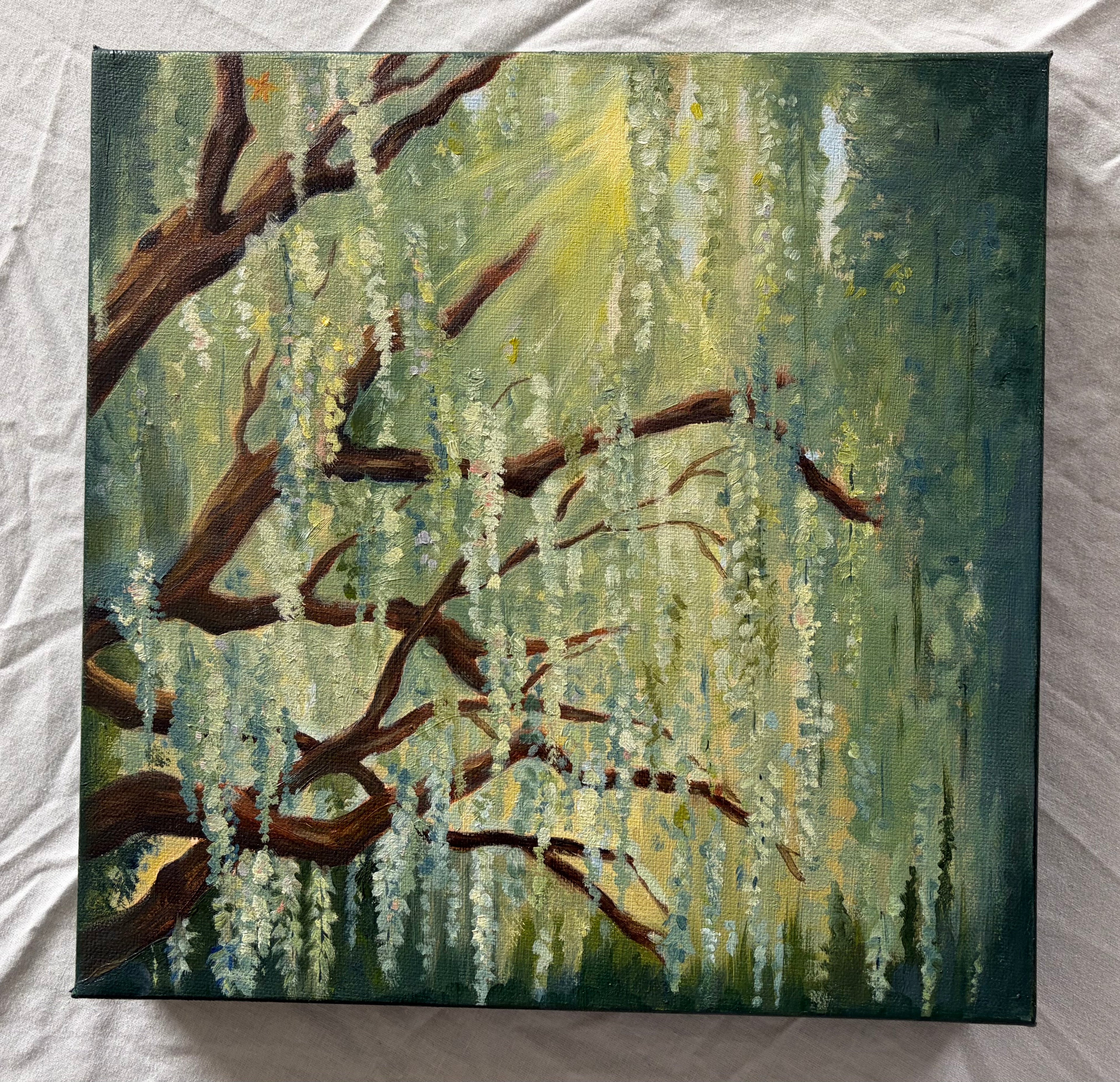 "Wisteria Memories" 12 x 12 inch original oil painting