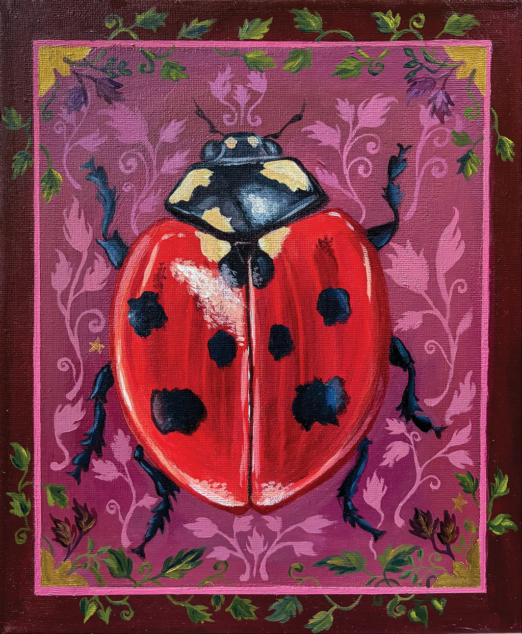 "Lydia Ladybug" 8x10 inch original acrylic painting