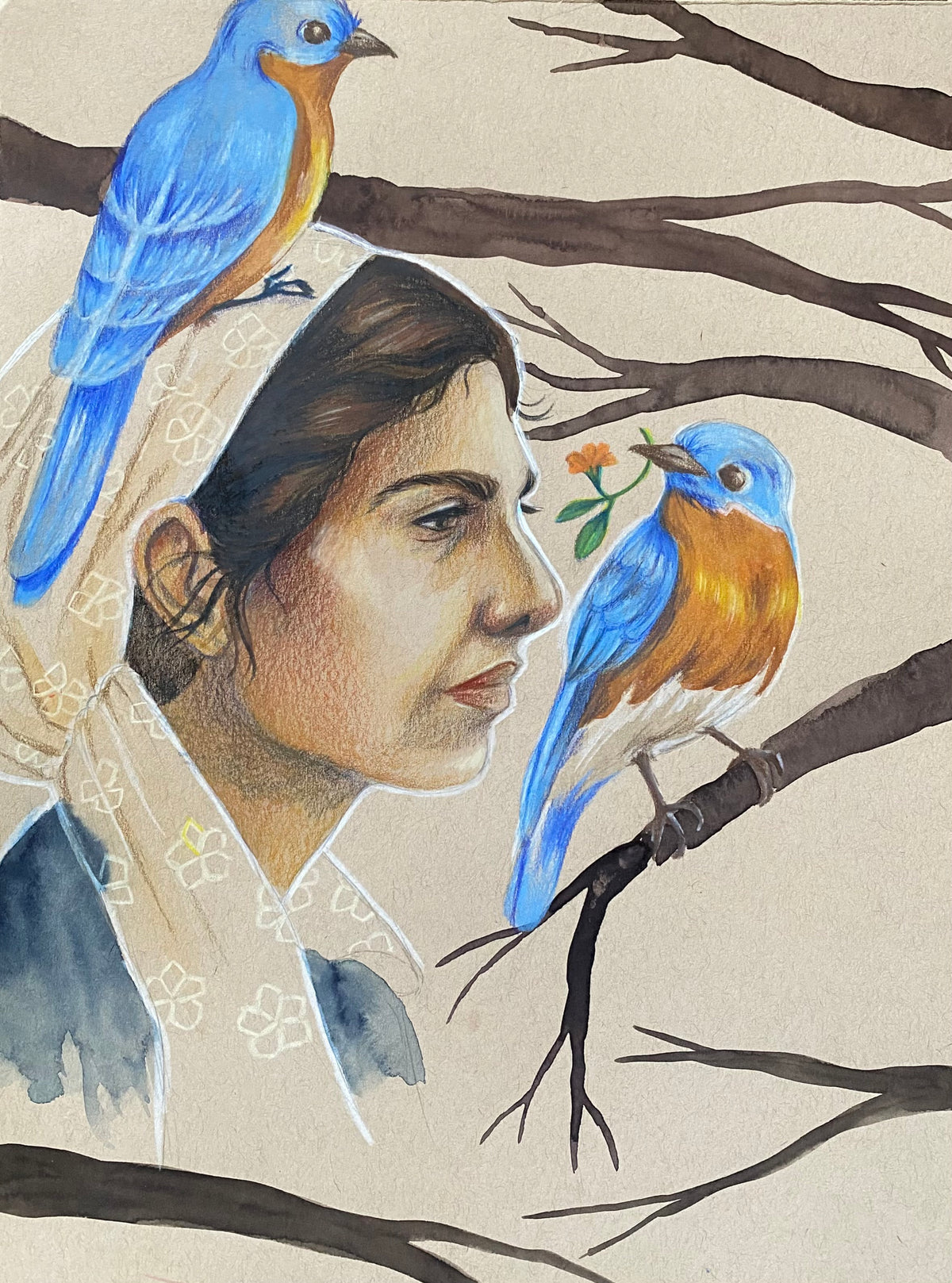 "Untitled (Girl with birds)