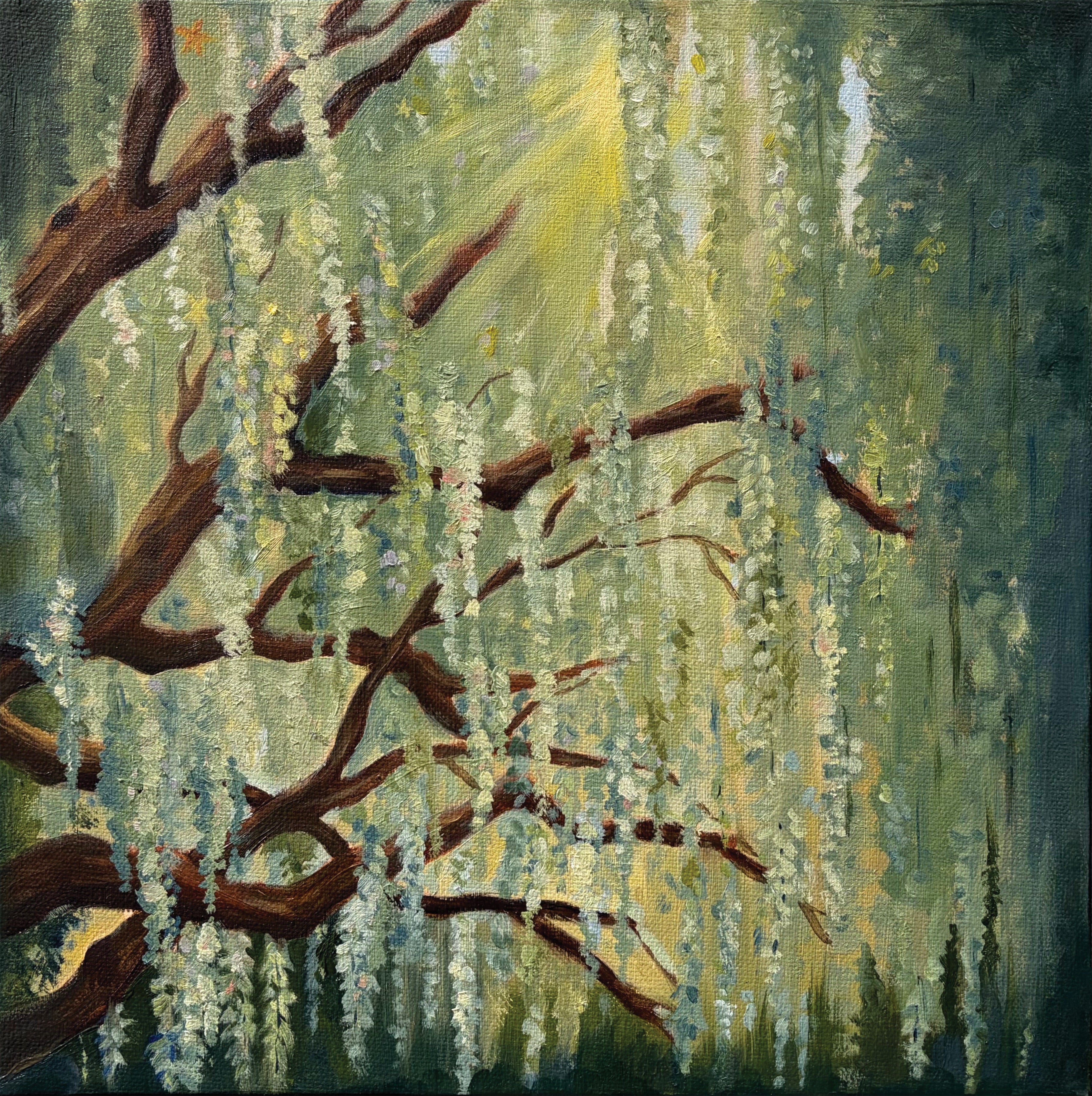 "Wisteria Memories" 12 x 12 inch original oil painting