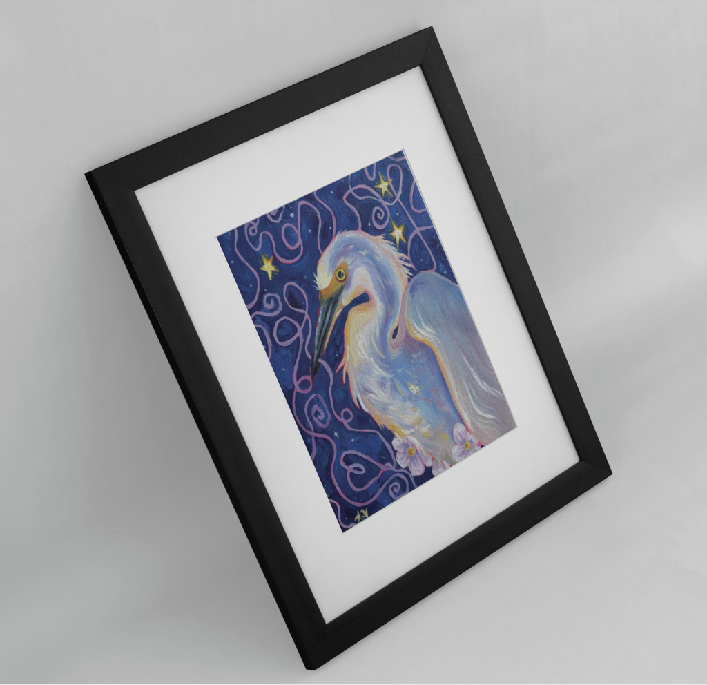 "Elaina The Egret" 5 x 7 mini fine art print